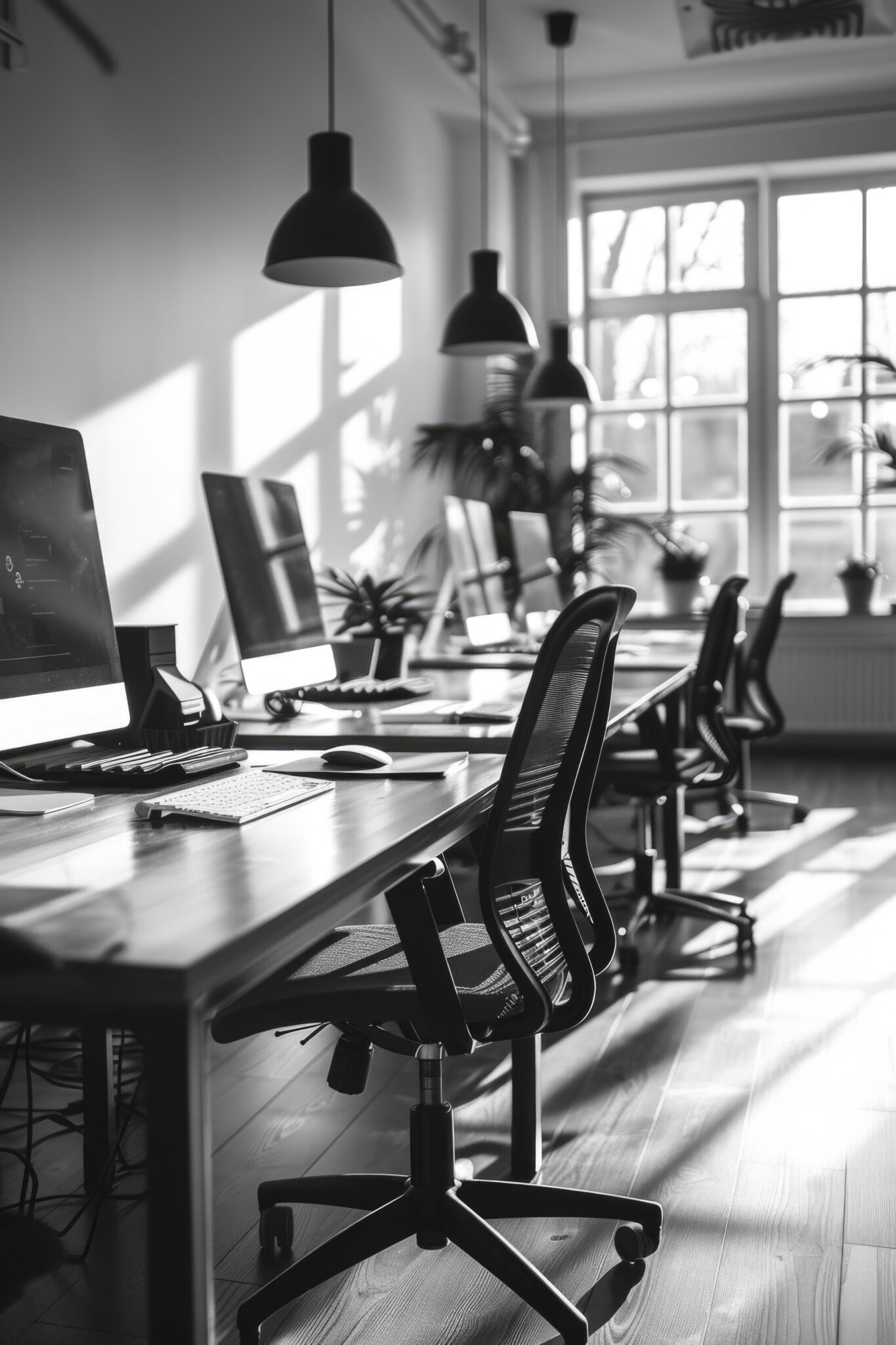modern minimalist office black white